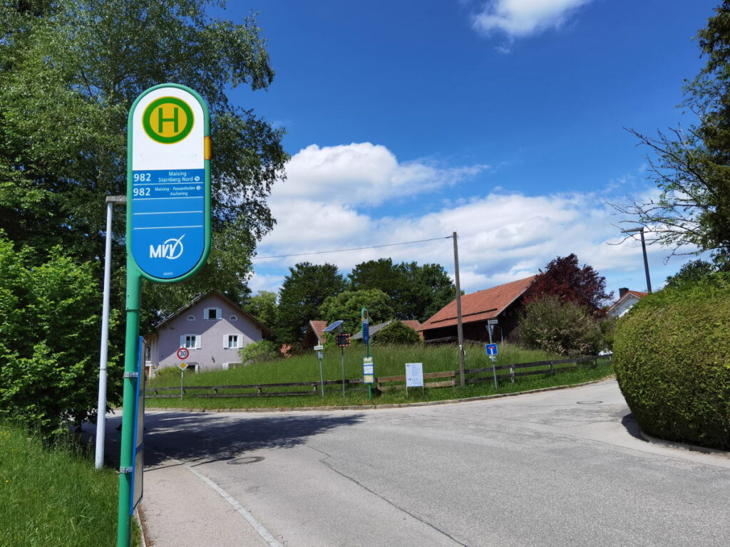 Maisinger Schlucht Anfahrt mit dem Bus 982 - das ist die Bushaltestelle in Maising